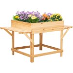 Outsunny - jardinire sur pied potager dim. 130l x 75l x 75h cm 2 tagres, feutre drainage inclus bois ...