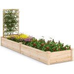 Jardinière surélevée avec 1 treillis, bac à fleurs extérieur en bois avec compartiments divisés, assemblage ... Jardinière surélevée avec 1 treillis, bac à fleurs extérieur en bois avec compartiments divisés, assemblage ...