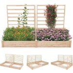 Jardinière surélevée avec 3 treillis, bac à fleurs extérieur en bois avec compartiments divisés, assemblage ... Jardinière surélevée avec 3 treillis, bac à fleurs extérieur en bois avec compartiments divisés, assemblage ...