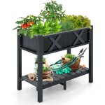 Jardinire surleve avec tagre de rangement, lit surlev de plantation avec trous de drainage, bac ...