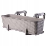 Jardini�re suspendue ext�rieure 60 cm, balconni�re en plastique aspect rotin avec supports de fixation ...