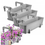 Jardini�re suspendue ext�rieure 60 cm, balconni�re en plastique aspect rotin avec supports de fixation ...