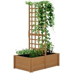 Jardini�re avec treillis, bac � fleurs en bois pour plantes grimpantes, l�gumes, 100 x 60 x 150 cm, naturel ...
