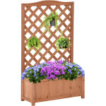 Jardini�re avec treillis - bac � fleurs - jardini�re sur pied - dim. 70l x 28l x 117h cm - fond � lattes ...