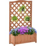 Jardini�re avec treillis - bac � fleurs - jardini�re sur pied - dim. 70l x 28l x 117h cm - fond � lattes ...