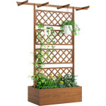 Jardini�re avec treillis, bac � plantes carr� en bois avec treillis dorsal pour plantes grimpantes et ...