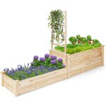 Costway - jardinire avec treillis en bois avec base ouverte, 2 bacs  fleurs extrieur  2 niveaux pour ...