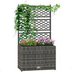 Outsunny - jardinière avec treillis dim. 57l x 30l x 107h cm 2 bacs inserts d'irrigation inclus pe imitation ... Outsunny - jardinière avec treillis dim. 57l x 30l x 107h cm 2 bacs inserts d'irrigation inclus pe imitation ...