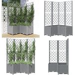 Vidaxl - jardinire avec treillis gris clair 80x80x136 cm pp - jardinier - pot de fleurs - plante grimpante ...
