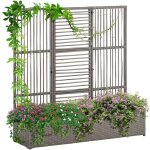 Outsunny - jardinière avec treillis haut dim. 103l x 29l x 103h cm résine tressée pe aspect rotin gris ... Outsunny - jardinière avec treillis haut dim. 103l x 29l x 103h cm résine tressée pe aspect rotin gris ...