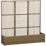 Jardini�re avec treillis haut dim. 103l x 29l x 103h cm r�sine tress�e pe aspect rotin marron