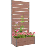 Jardini�re avec treillis - outsunny - pour plantes grimpantes, l�gumes, fleurs - 72 x 38 x 150 cm - marron ...