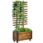 Outsunny - jardini�re avec treillis sur roulettes - inserts d'irrigation, g�otextile inclus - m�tal bois ...