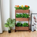 Relax4life - jardinire verticale 3 pots, potager urbain en bois sapin pour lgumes, fleurs, fruits, ...