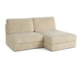 Lisa design ? canap� d'angle modulable 3 places ? fausse fourrure c�tel�e beige ? angle r�versible ? ...