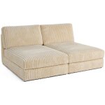 Lisa design - jasper - canap� modulable 3 places - en fausse fourrure c�tel�e - beige