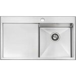 Jassferry �vier de cuisine 1 bac, acier inoxydable, �gouttoir � main gauche, avec cr�pine 860 x 510 mm ...