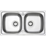 Jassferry �vier de cuisine 2 bacs , acier inoxydable, �vier � encastrer, avec vidage, 80 x 44 cm