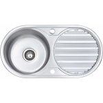 Jassferry - vier de cuisine 1 bac rond , acier inoxydable, gouttoir rversible, 840 x 440 mm