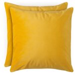 Jaune lot de 2 housse de coussin en velours - taie d'oreiller 45x45 velours doux - housses de coussin ...