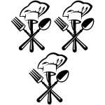 Jeffergarden couverts couteau fourchette chef chapeau autocollant mural papier peint pour cuisine restaurant ...