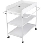 Jeobest - multifonctionnel portable table � langer pour b�b� avec roulettes avec 2 �tag�res de rangement ...