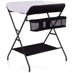 Jeobest - table � langer pliante avec panier de rangement pour nouveaux - n�s chambre b�b� - noir - blanc ...