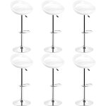 Tabouret de bar lot de 6 abs pivotant et r�glable en hauteur chaise de bar blanc
