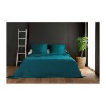 Jet� de lit bleu canard capitonn� style boutis - 250x260cm - bleu canard