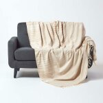 Homescapes - jet de lit ou de canap en tissu chenille beige, 150 x 200 cm