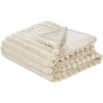 Jet� de lit doux et moelleux pour la chambre 150 x 200 cm en tissu polyester beige rakya