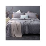 Homemaison - jet� de lit gris capitonn� style lin lav� - 250x260cm - gris