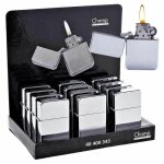 Jeu de 12 briquets  essence chroms avec pierre dans la bote