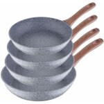 Jeu de 4 poêles à frire professionnelles en granit - 20 / 24 / 26 / 28 Jeu de 4 poêles à frire professionnelles en granit - 20 / 24 / 26 / 28