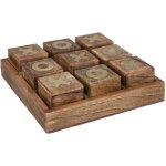 Pegane - jeu de morpion en bois coloris marron - longueur 23 x profondeur 23 x hauteur 7 cm