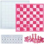 Jeu de moules en r�sine pour �chiquier, �chiquier en silicone et moule d'�checs, moule en r�sine bricolage, ...