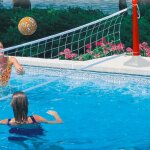 Jeu de volley pieds lest�s + 7m de filet bleu