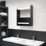 The living store armoire de salle de bain � miroir led gris 50x14x60 cm - armoire salle de bain - miroir ...