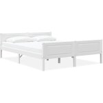 Jinlefu - cadre de lit bois de pin massif blanc 160x200 cm
