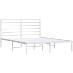 Jinlefu - cadre de lit m�tal avec t�te de lit blanc 120x190 cm