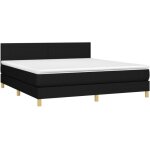 Jinlefu - lit � sommier tapissier avec matelas noir 160x200 cm tissu