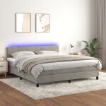 Jinlefu - sommier � lattes de lit avec matelas led gris clair 180x200 cm