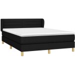 Jinlefu - sommier � lattes de lit avec matelas noir 140x190 cm tissu vidaxl