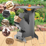 Jiubiaz po�le � fus�e avec po�le � griller, r�chaud de camping � bois camping pour voyager pique - nique ...