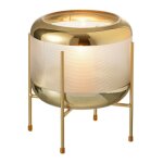 Jolipa - vase rond motif sur pied verre transparent or 21x20x20cm