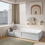 Jookgbd - lit enfant 140x200 cm �volutif, lit au sol montessori en pin massif, lit pour b�b� et adolescent ...