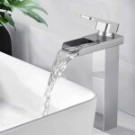Jormftte - robinet salle bain mitigeur lavabo cascade chrom� en laiton carr� vasque � poser mono levier ...
