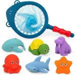 Jouet de bain b�b�, 7 pi�ces jouets aquatiques baignoire ou piscine animaux flottants avec filet de p�che ...