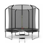 Jump4fun - trampoline semi - pro 8ft / 244cm noir avec filet de scurit, tapis de saut, coussin de protection ...