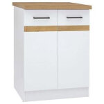 Junona meuble bas de cuisine 60 cm - 2 portes - plan de travail - blanc brillant
